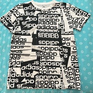 adidas Logo ALL OVER Black and White Print Tee Shirt